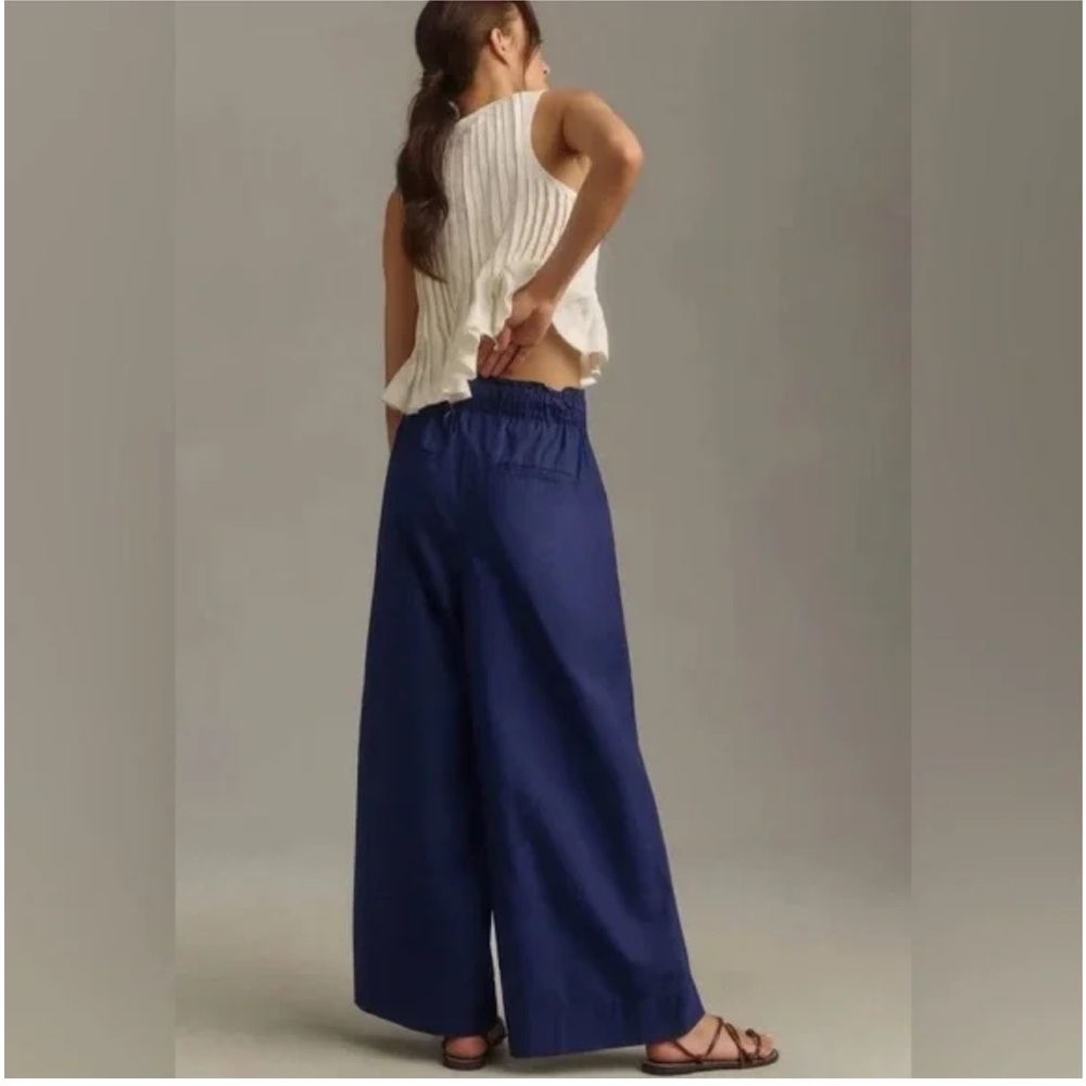 Anthropologie Maeve Skirty Utility Wide Leg Pull on Navy Blue Trousers/Pants NWT - Picture 3 of 10